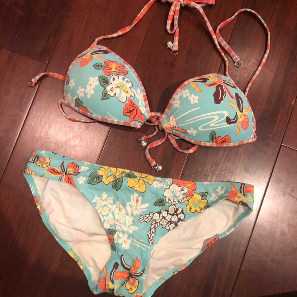 Teal floral bikini